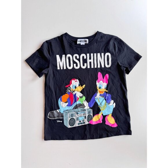H&M x MOSCHINO x Disney Black Cotton Donald & Daisy Duck T-Shirt, Size S - Picture 4 of 11